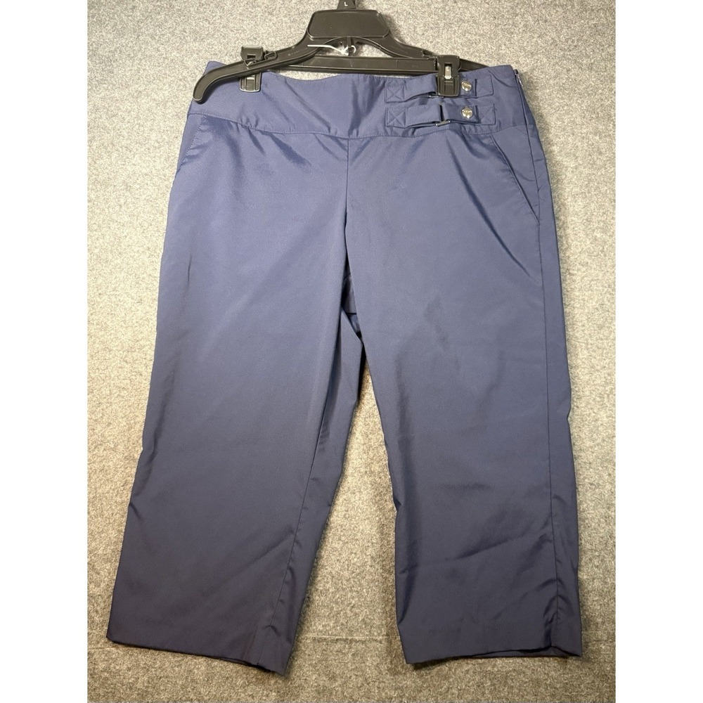 IZOD Golf Women's Navy‎ Blue Cropped Capri Pants with Decorative Side Tabs 12